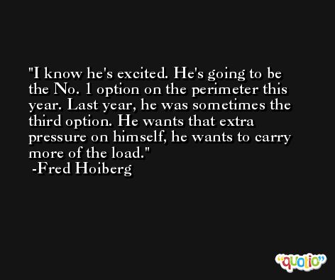 I know he's excited. He's going to be the No. 1 option on the perimeter this year. Last year, he was sometimes the third option. He wants that extra pressure on himself, he wants to carry more of the load. -Fred Hoiberg