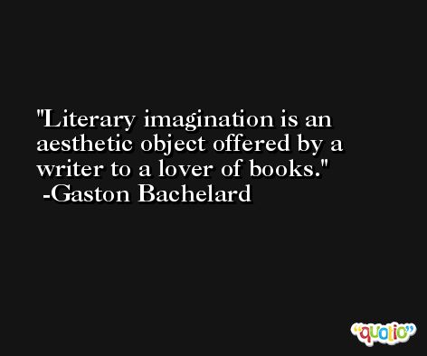 Literary imagination is an aesthetic object offered by a writer to a lover of books. -Gaston Bachelard