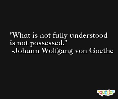 What is not fully understood is not possessed. -Johann Wolfgang von Goethe