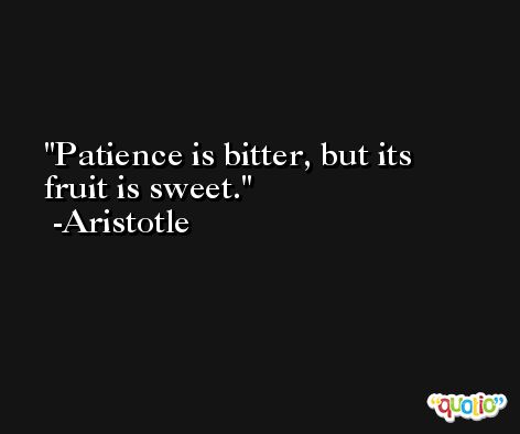 Patience is bitter, but its fruit is sweet. -Aristotle
