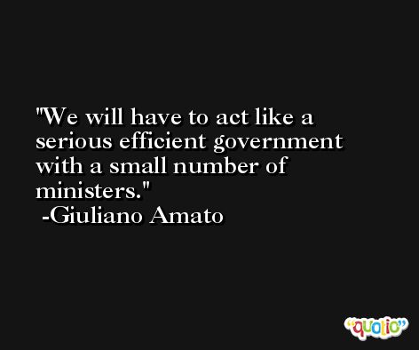 We will have to act like a serious efficient government with a small number of ministers. -Giuliano Amato