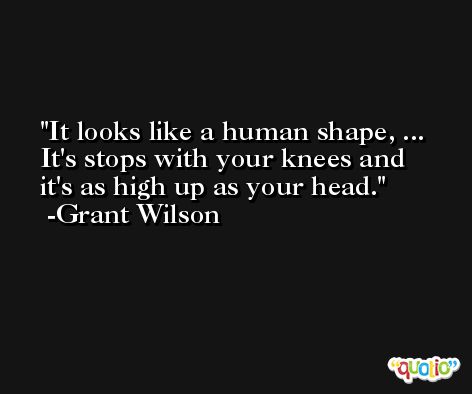 It looks like a human shape, ... It's stops with your knees and it's as high up as your head. -Grant Wilson