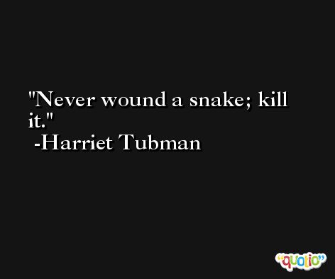 Never wound a snake; kill it. -Harriet Tubman