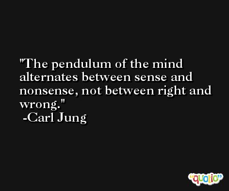 The pendulum of the mind alternates between sense and nonsense, not between right and wrong. -Carl Jung