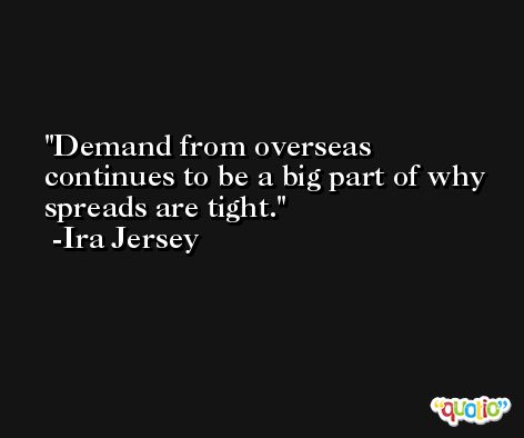 Demand from overseas continues to be a big part of why spreads are tight. -Ira Jersey