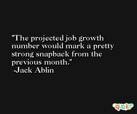 The projected job growth number would mark a pretty strong snapback from the previous month. -Jack Ablin