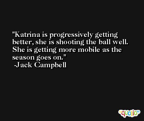 Katrina is progressively getting better, she is shooting the ball well. She is getting more mobile as the season goes on. -Jack Campbell