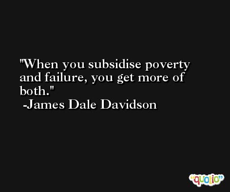 When you subsidise poverty and failure, you get more of both. -James Dale Davidson