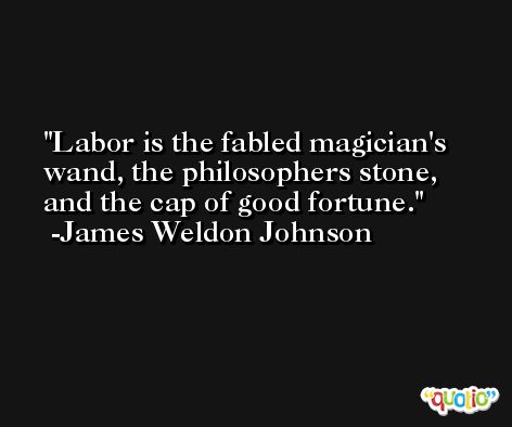 Labor is the fabled magician's wand, the philosophers stone, and the cap of good fortune. -James Weldon Johnson
