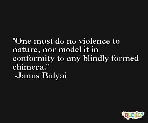 One must do no violence to nature, nor model it in conformity to any blindly formed chimera. -Janos Bolyai