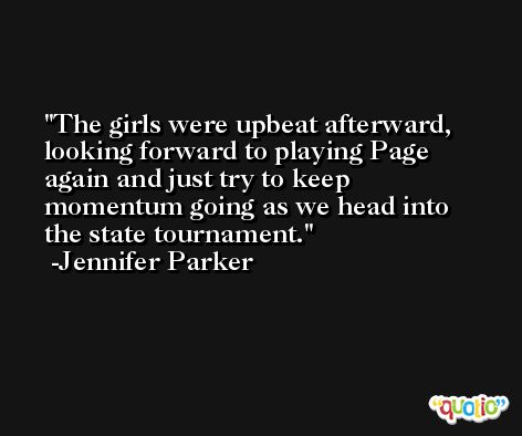 The girls were upbeat afterward, looking forward to playing Page again and just try to keep momentum going as we head into the state tournament. -Jennifer Parker