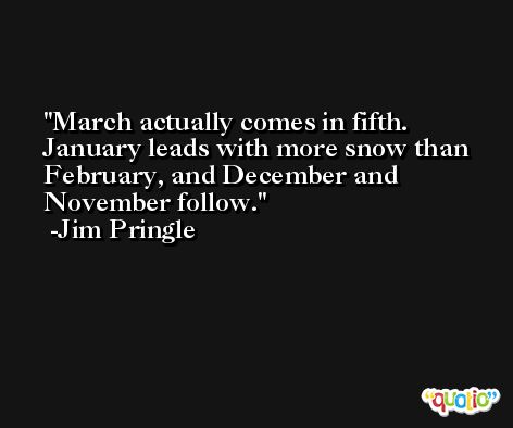 March actually comes in fifth. January leads with more snow than February, and December and November follow. -Jim Pringle