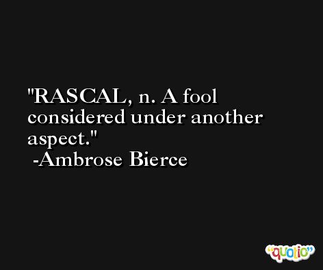 RASCAL, n. A fool considered under another aspect. -Ambrose Bierce