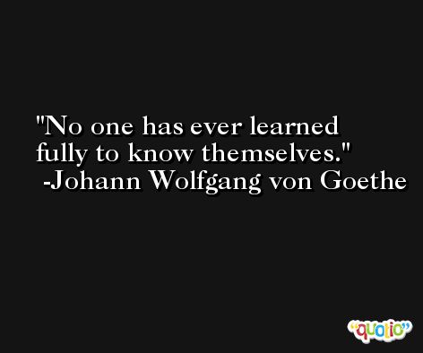 No one has ever learned fully to know themselves. -Johann Wolfgang von Goethe