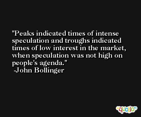 Peaks indicated times of intense speculation and troughs indicated times of low interest in the market, when speculation was not high on people's agenda. -John Bollinger