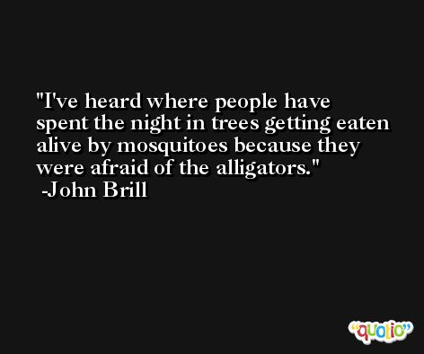I've heard where people have spent the night in trees getting eaten alive by mosquitoes because they were afraid of the alligators. -John Brill
