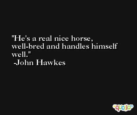 He's a real nice horse, well-bred and handles himself well. -John Hawkes