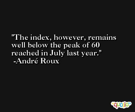The index, however, remains well below the peak of 60 reached in July last year. -André Roux