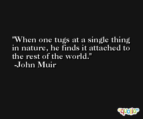 When one tugs at a single thing in nature, he finds it attached to the rest of the world. -John Muir