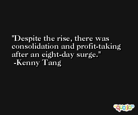 Despite the rise, there was consolidation and profit-taking after an eight-day surge. -Kenny Tang