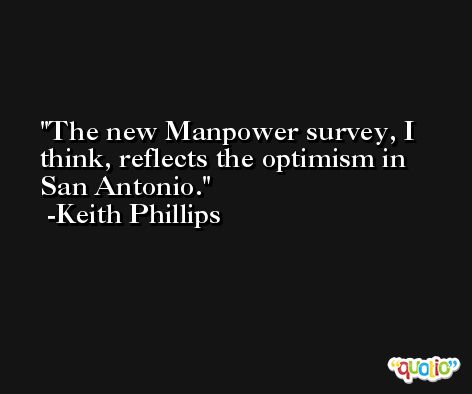 The new Manpower survey, I think, reflects the optimism in San Antonio. -Keith Phillips
