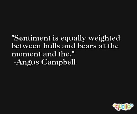 Sentiment is equally weighted between bulls and bears at the moment and the. -Angus Campbell