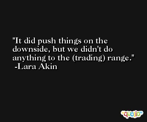 It did push things on the downside, but we didn't do anything to the (trading) range. -Lara Akin