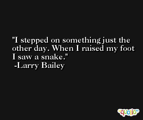 I stepped on something just the other day. When I raised my foot I saw a snake. -Larry Bailey