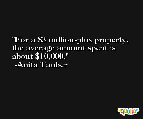 For a $3 million-plus property, the average amount spent is about $10,000. -Anita Tauber
