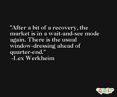 After a bit of a recovery, the market is in a wait-and-see mode again. There is the usual window-dressing ahead of quarter-end. -Lex Werkheim