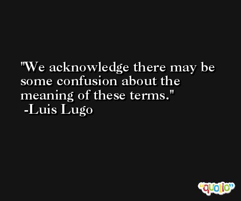 We acknowledge there may be some confusion about the meaning of these terms. -Luis Lugo