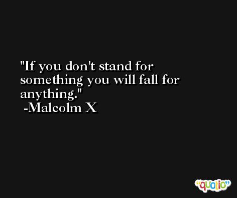 If you don't stand for something you will fall for anything. -Malcolm X