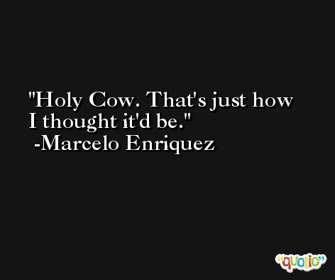 Holy Cow. That's just how I thought it'd be. -Marcelo Enriquez