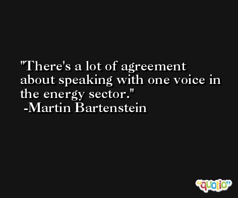 There's a lot of agreement about speaking with one voice in the energy sector. -Martin Bartenstein