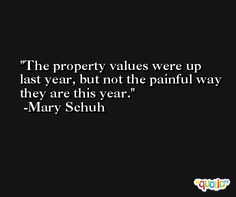The property values were up last year, but not the painful way they are this year. -Mary Schuh