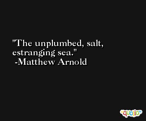 The unplumbed, salt, estranging sea. -Matthew Arnold