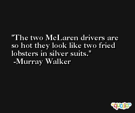 The two McLaren drivers are so hot they look like two fried lobsters in silver suits. -Murray Walker