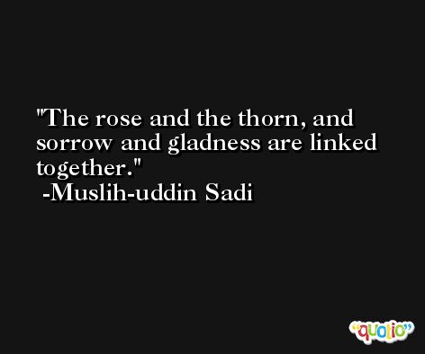 The rose and the thorn, and sorrow and gladness are linked together. -Muslih-uddin Sadi