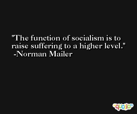 The function of socialism is to raise suffering to a higher level. -Norman Mailer