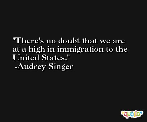 There's no doubt that we are at a high in immigration to the United States. -Audrey Singer