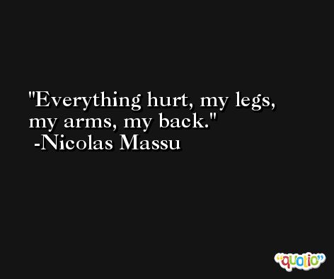 Everything hurt, my legs, my arms, my back. -Nicolas Massu