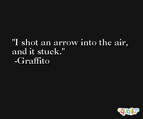 I shot an arrow into the air, and it stuck. -Graffito