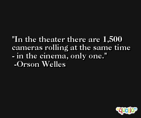 In the theater there are 1,500 cameras rolling at the same time - in the cinema, only one. -Orson Welles