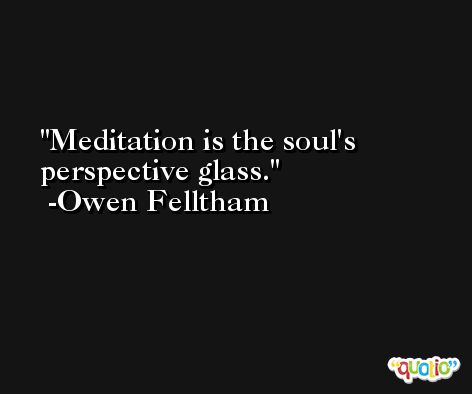 Meditation is the soul's perspective glass. -Owen Felltham