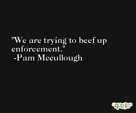 We are trying to beef up enforcement. -Pam Mccullough