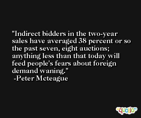 Indirect bidders in the two-year sales have averaged 38 percent or so the past seven, eight auctions; anything less than that today will feed people's fears about foreign demand waning. -Peter Mcteague