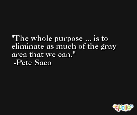 The whole purpose ... is to eliminate as much of the gray area that we can. -Pete Saco