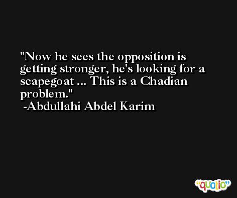 Now he sees the opposition is getting stronger, he's looking for a scapegoat ... This is a Chadian problem. -Abdullahi Abdel Karim