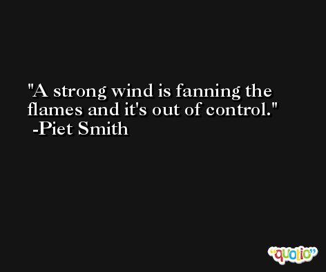 A strong wind is fanning the flames and it's out of control. -Piet Smith