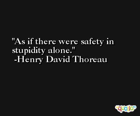As if there were safety in stupidity alone. -Henry David Thoreau